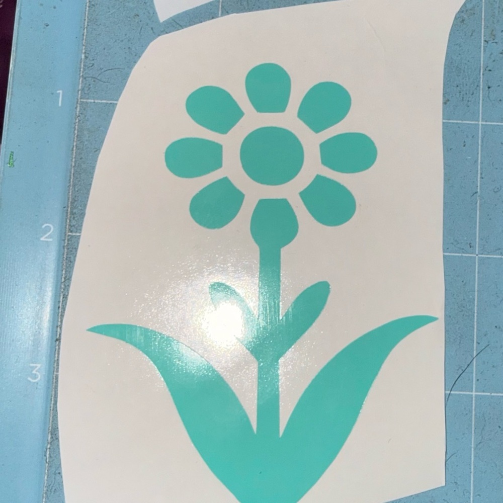 Floral Vinyl Decal in Teal